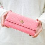 Wholesale Woman Fashion Solid Color Rhombus Stitching Multi-card-pocket Purse - Image 8