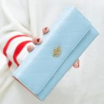 Wholesale Woman Fashion Solid Color Rhombus Stitching Multi-card-pocket Purse - Image 13