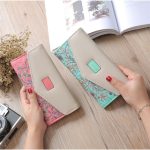 Wholesale Woman Flower Printed Color Blocking Buckle Three Fold Purses - Image 5