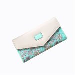 Wholesale Woman Flower Printed Color Blocking Buckle Three Fold Purses - Image 7