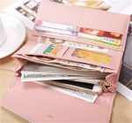 Wholesale Woman Flower Printed Color Blocking Buckle Three Fold Purses - Image 4