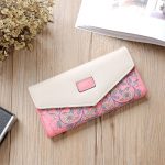Wholesale Woman Flower Printed Color Blocking Buckle Three Fold Purses