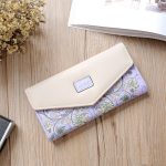 Wholesale Woman Flower Printed Color Blocking Buckle Three Fold Purses - Image 11
