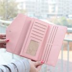 Wholesale Woman Flower Printed Color Blocking Buckle Three Fold Purses - Image 2