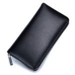 Wholesale Leather Solid Color Long Zipper Magnetic Purse