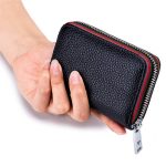 Wholesale Leather Solid Color Zipper Card Holder Mini Wallets - Image 3