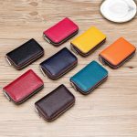 Wholesale Leather Solid Color Zipper Card Holder Mini Wallets