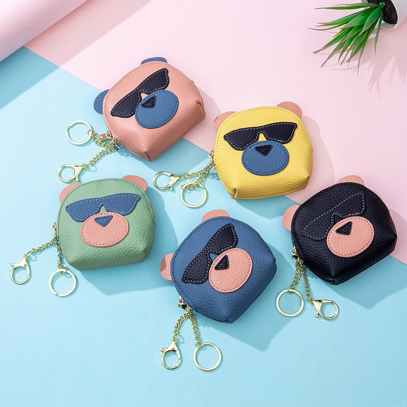 2020082408463659809 Wholesale Leather Bear-shape Color Blocking Zipper Wallet - Image 1