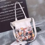 Wholesale Women Fashion Cartoon Cats Printed Canvas Shoulder Bag