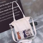 Wholesale Women Fashion Cartoon Cats Printed Canvas Shoulder Bag - Image 8