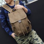Wholesale Unisex Fashion Solid Color Canvas Flap Backpack - Image 3