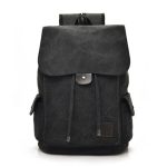 Wholesale Unisex Fashion Solid Color Canvas Flap Backpack - Image 16