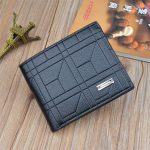 Wholesale Men Fashion Solid Color Metal Decoration Bifold Wallet