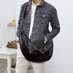 Wholesale Men Fashion Large Capacity Zipper Solid Color Crossbody Hobo Bag - Image 2