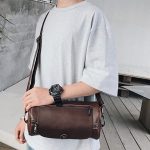 Men Fashhion Lock Clasp Wide Shoulder Straps Solid Color Crossbody Bag - Image 2