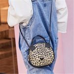 Women Fashion Color Blocking Leopard Pattern Cat Shape Crossbody Bag - Image 3