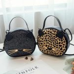 Wholesale Women Fashion Color Blocking Leopard Pattern Cat Shape Crossbody Bag