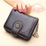 Women Retro Solid Color Zipper Tri-fold Wallet - Image 14