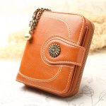 Women Retro Solid Color Zipper Tri-fold Wallet - Image 5