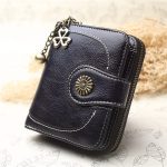 Women Retro Solid Color Zipper Tri-fold Wallet - Image 13