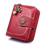 Women Retro Solid Color Zipper Tri-fold Wallet - Image 8