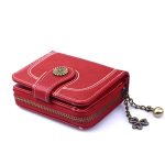 Women Retro Solid Color Zipper Tri-fold Wallet - Image 10