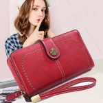 Wholesale Women Vintage Carving Pattern Clasp Zipper PU Purse - Image 2