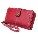 Wholesale Women Vintage Carving Pattern Clasp Zipper PU Purse - Image 4