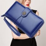 Wholesale Women Retro Solid Color Geometry Stitching Purse - Image 11