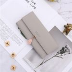 Wholesale Women Simple Solid Color Letter Printed Tirfold Purse - Image 6