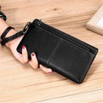 Wholesale Women Fashion Solid Color Leather Zipper Purse