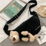Wholesale Women Fashion Bear Design Zipper Canvas Chest Bag - Image 8