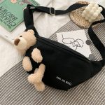 Wholesale Women Fashion Bear Design Zipper Canvas Chest Bag - Image 9