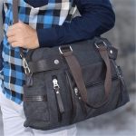 Wholesale Men Casual Zipper Large Capacity Canvas Handle Bag - Image 11