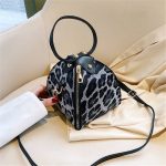 Wholesale Women Fashion Color Blocking Leopard Printed Triangle Shape Bag