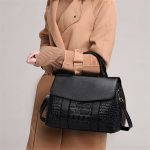 Wholesale Women Solid Color Large Capacity Crocodile Pattern Tote Bag