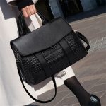 Wholesale Women Solid Color Large Capacity Crocodile Pattern Tote Bag - Image 7