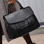 Wholesale Women Solid Color Large Capacity Crocodile Pattern Tote Bag - Image 2
