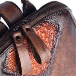 Wholesale Women Retro Ethnic Color Blocking Embossing Leather Backpack - Image 5