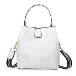 Wholesale Women Simple Solid Color Waxed Leather Bucket Bag - Image 10