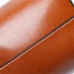 Wholesale Women Simple Solid Color Waxed Leather Bucket Bag - Image 6