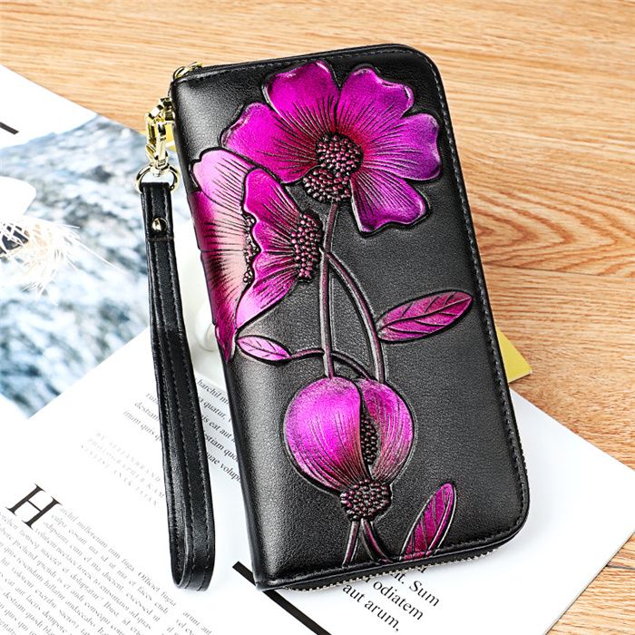 2021041605081916659 Wholesale Women Fashion Embossing Decorative Zipper Leather Purse - Image 1