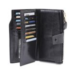 Wholesale Women Simple Solid Color Antimagnetic Zipper Leather Purse - Image 3