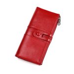 Wholesale Woemn Retro Solid Color Bifold Zipper Leather Purse - Image 11