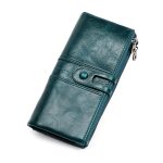 Wholesale Woemn Retro Solid Color Bifold Zipper Leather Purse - Image 12