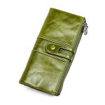 Wholesale Woemn Retro Solid Color Bifold Zipper Leather Purse