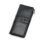 Wholesale Woemn Retro Solid Color Bifold Zipper Leather Purse - Image 9