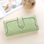 Wholesale Women Retro Solid Color Geometric Suture Tirfold Purse - Image 12