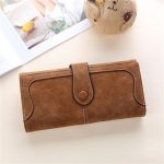 Wholesale Women Retro Solid Color Geometric Suture Tirfold Purse - Image 11