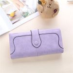 Wholesale Women Retro Solid Color Geometric Suture Tirfold Purse